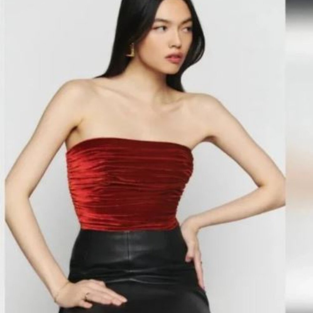 Reformation Addie Velvet Top